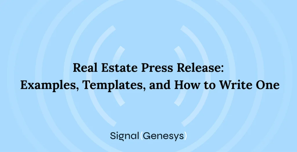 Real Estate Press Release